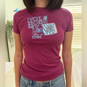 Volcom Women's Maroon Graphic Tee